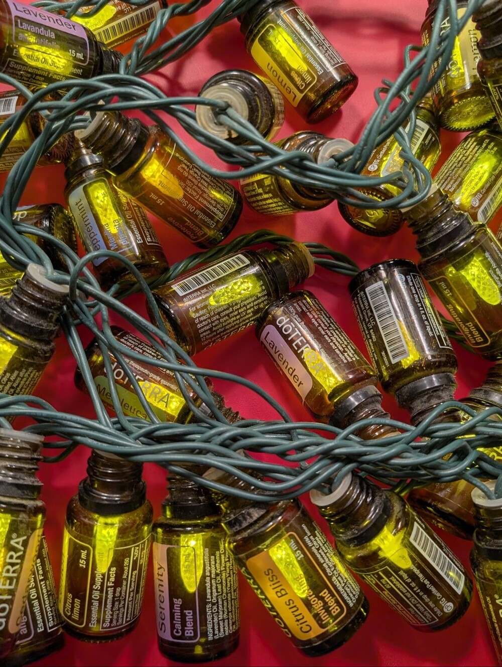 doTERRA Essential Oil Bottle String Lights Upcycled Amber Bottle Decor